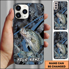 Maxcorners Crappie Fishing Dark Hexagon Pattern Dynamic Splash Personalized Name Phone Case