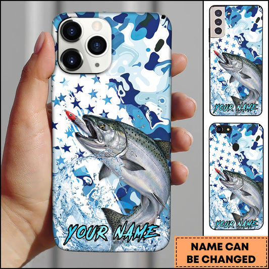 Maxcorners Chinook Fishing Star Camo Water Splash Art Personalized Name Phone Case