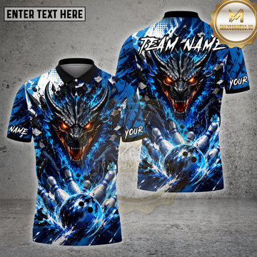 Maxcorners Dragon Bowling Splash Art Pink Fury Multiple Options Personalized Name, Team Name 3D Shirt