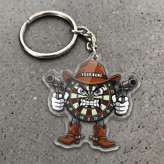 Maxcorners Cowboy Darts Board Personalized Name Keychain