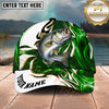 Maxcorners Fishing Green Tribal Swirl Personalized Name 3D Shirt (13 Fish Species)