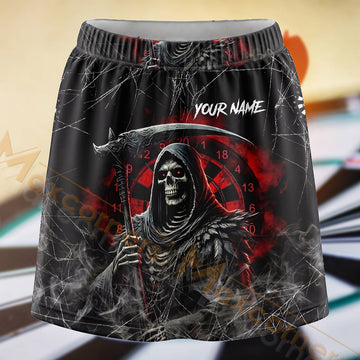 Maxcorners Darts Red Grim Reaper Dartboard Personalized 3D Skort, Skirts With Shorts