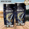 Maxcorners Fishing Tumbler Navy Geometric Mountain Line Design Personalized Name Tumbler (13 Species)
