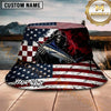 Maxcorners Grim Reaper Fishing American Flag Personalized Name 3D Bucket Hat (12 Fish Species)
