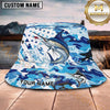 Maxcorners Fishing Epic Skull Fisherman Sunset Fishing Scene Personalized Name 3D Bucket Hat (13 Fish Species)