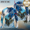 Maxcorners Freshwater Fish Fishing Water Splash Scale Pattern Personalized Name, Team Name Long Sleeve Shirt (6 Breeds)