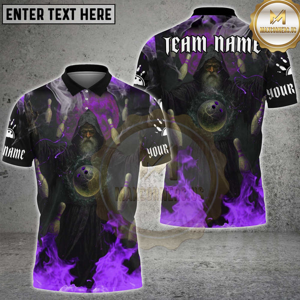 Maxcorners Bowling Shirt Magic Flame Wizard Multioptions Personalized Name, Team Name Unisex 3D Shirt (4 Colors)
