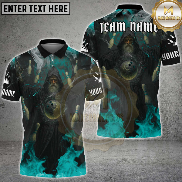 Maxcorners Bowling Shirt Magic Flame Wizard Multioptions Personalized Name, Team Name Unisex 3D Shirt (4 Colors)