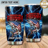 Maxcorners Fishing Tumbler Freedom Flag Blue Lightning Design Personalized Name Tumbler (13 Species)