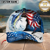 Maxcorners Fishing Largemouth Bass USA Flag Custom Name Personalized Cap (12 Fish Species)