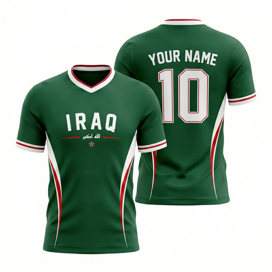 Maxcorners Iraq Green Soccer Jersey Custom Name & Number Football Shirt