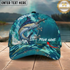 Maxcorners Fishing Aqua Camouflage Lace Up Personalized 3D Cap (12 Fish Species)