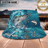 Maxcorners Fishing Aqua Camouflage Lace-Up Water Splash Personalized 3D Bucket Hat (13 Fish Species)
