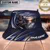 Maxcorners Fishing Dark Sunset Skull Angler Sport Personalized 3D Bucket Hat (13 Fish Species)