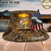 Maxcorners Fishing Patriotic Faith Camo Personalized Name 3D Bucket Hat (12 Fish Species)