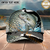 Maxcorners Fishing Green Scale Angler Splash Personalized Name 3D Cap (12 Fish Species)