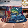 Maxcorners Fishing Patriotic American Flag Fishing Design with Dynamic Water Splash Personalized Name 3D Bucket Hat (13 Fish Species)