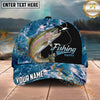 Maxcorners Fishing Blue Ocean Foam Happy Quote Personalized Name 3D Cap (12 Fish Species)