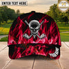 Maxcorners Golf Skull and Crossed Clubs Flame Pattern Personalized Name 3D Classic Cap
