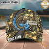 Maxcorners Fishing Camo Skeleton Water Splash Personalized Name 3D Cap (12 Fish Species)