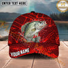 Maxcorners Fishing Red Geometric Splash Pattern Personalized Name 3D Cap (12 Fish Species)