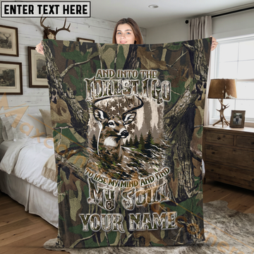 Maxcorners Into The Forest Deer Realtree Camo Personalized 3D Blanket