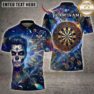 Maxcorners Darts Day of the Dead Gentleman Ornate Dartboard Multiple Options Personalized Name, Team Name 3D Shirt