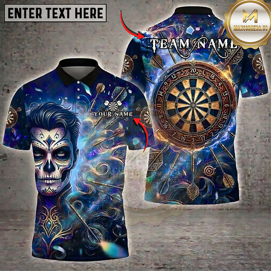 Maxcorners Darts Day of the Dead Gentleman Ornate Dartboard Multiple Options Personalized Name, Team Name 3D Shirt