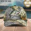 Maxcorners Fishing Olive Silver Curved Line Water Splash Personalized Name 3D Cap (12 Fish Species)