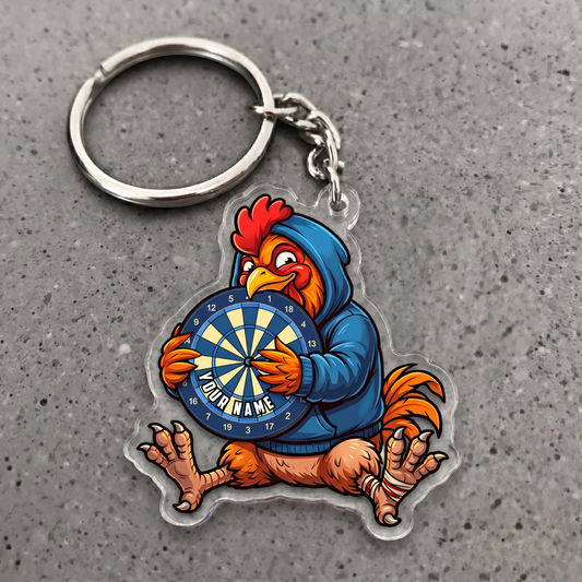 Maxcorners Hoodie Chicken Darts Personalized Name Keychain