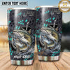 Maxcorners Fishing Tumbler Gray Teal Bubble Honeycomb Design Personalized Name Tumbler (13 Species)
