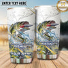 Maxcorners Fishing Tumbler White Gray Marble Hook Design Personalized Name Tumbler (13 Species)