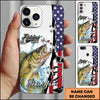 Maxcorners Fishing American Flag Patriotic Water Splash Personalized Name Phone Case (10 Fish Species)
