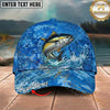 Maxcorners Fishing Blue Wave Scale Personalized Name 3D Cap (12 Fish Species)