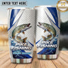 Maxcorners Fishing Tumbler White Blue Hexagon Stripe Design Personalized Name Tumbler (13 Species)