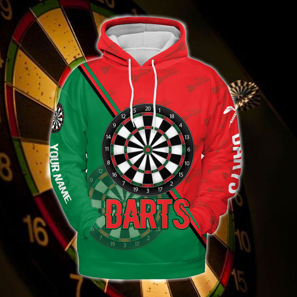 Maxcorners Darts Red And Green Customized Name 3D Hoodie