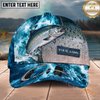 Maxcorners Fishing Ocean Splash Fish Scale Multiple Options Personalized Name 3D Cap  (12 Fish Species)