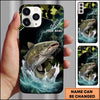 Maxcorners Green Camo Lightning Water Splash Personalized Name Phone Case (13 Fish Species)