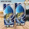 Maxcorners Fishing Tumbler Blue Silver Swoosh Wave Design Personalized Name Tumbler (13 Species)