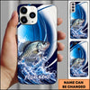Maxcorners Fishing Blue Ocean Wave Personalized Name Phone Case (12 Fish Species)