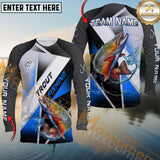 Maxcorners Trout Fishing Gradient Blue Sea Pattern Sport Custom Name & Team Name 3D Shirts