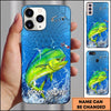 Maxcorners Blue Scale Lightning Water Splash Personalized Name Phone Case (13 Fish Species)