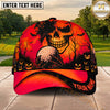 Maxcorners Golf Halloween Skull Holding Golf Ball Spooky Pumpkin Personalized Name 3D Classic Cap