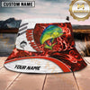 Maxcorners Fishing Red Flame Personalized Name 3D Bucket Hat (12 Fish Species)