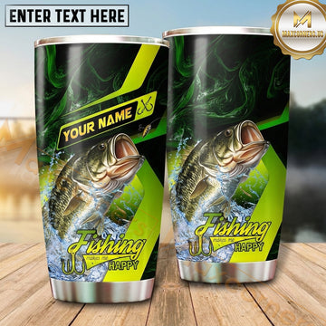 Maxcorners Fishing Tumbler Lime Green Diagonal Racing Design Personalized Name Tumbler (13 Species)