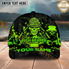 Maxcorners Fishing Reaper Neon Green Skull Multi Options Personalized Name 3D Cap (6 Colors)