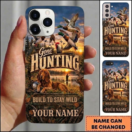 Maxcorners Hunting Duck Dog Gone Hunting Sunset Customized Name Phone Case