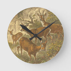 Maxcorners Family of Roe - Deers in a Forest Round Clock TU3012