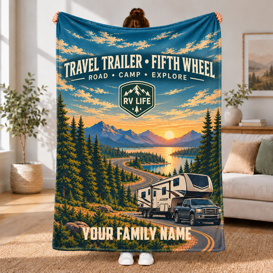 Maxcorners Open Road RVs Adventure Custom Name 3D Blanket