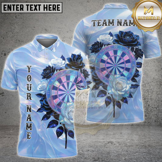 Maxcorners Elegant Floral Dartboard Pearl Gradient Design Multicolor Options Personalized Name, Team Name 3D Shirt (4 Colors)